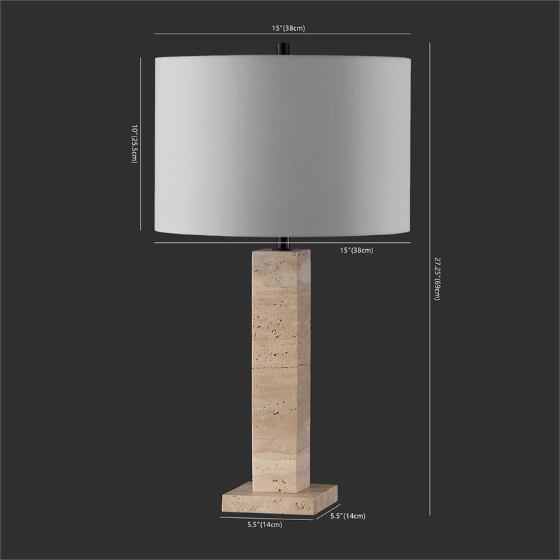 Safavieh Hannabeth Travertine Table Lamp Iron and Fabric in Cream / Black