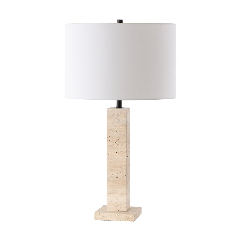 Safavieh Hannabeth Travertine Table Lamp Iron and Fabric in Cream / Black
