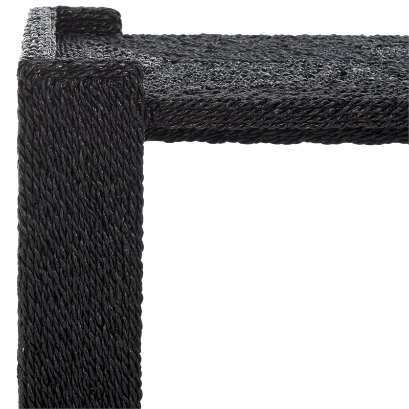 Safavieh Wynima Wood and Metal Sea Grass Accent Table in Black