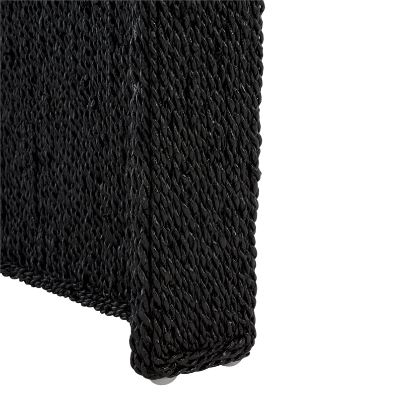 Safavieh Wynima Wood and Metal Sea Grass Accent Table in Black