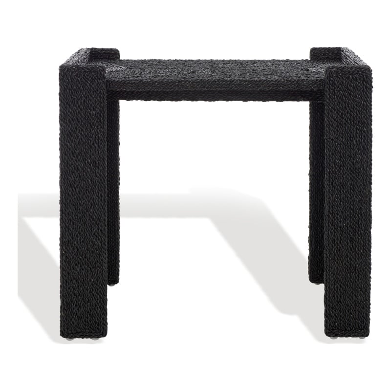 Safavieh Wynima Wood and Metal Sea Grass Accent Table in Black