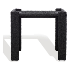 Safavieh Wynima Wood and Metal Sea Grass Accent Table in Black