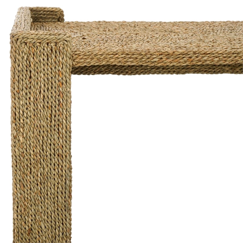 Safavieh Wynima Wood and Metal Sea Grass Accent Table in Natural