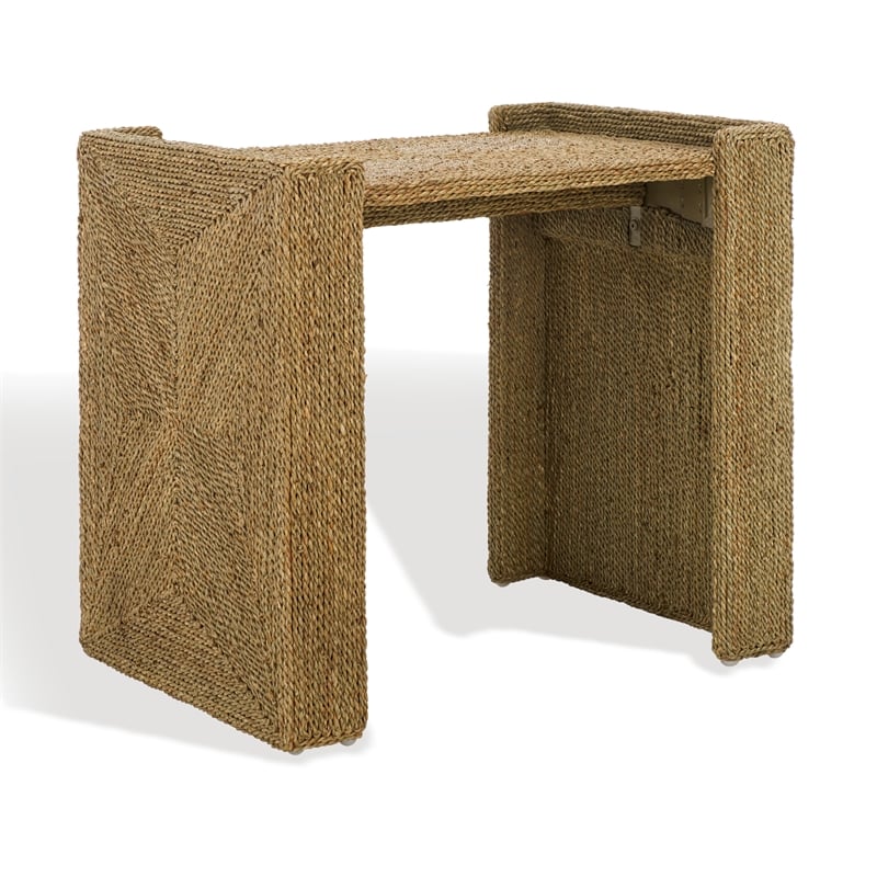 Safavieh Wynima Wood and Metal Sea Grass Accent Table in Natural