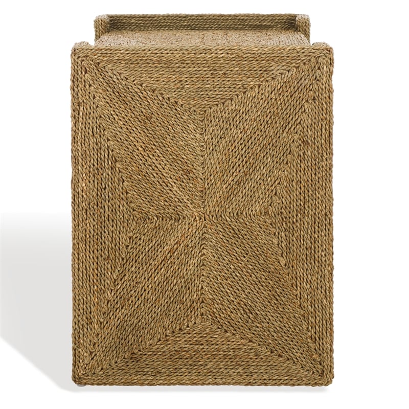 Safavieh Wynima Wood and Metal Sea Grass Accent Table in Natural