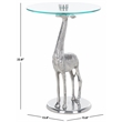 Safavieh Gillard Aluminum and Glass Giraffe Base Accent Table in Silver / Glass