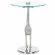 Safavieh Gillard Aluminum and Glass Giraffe Base Accent Table in Silver / Glass