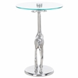 Safavieh Gillard Aluminum and Glass Giraffe Base Accent Table in Silver / Glass