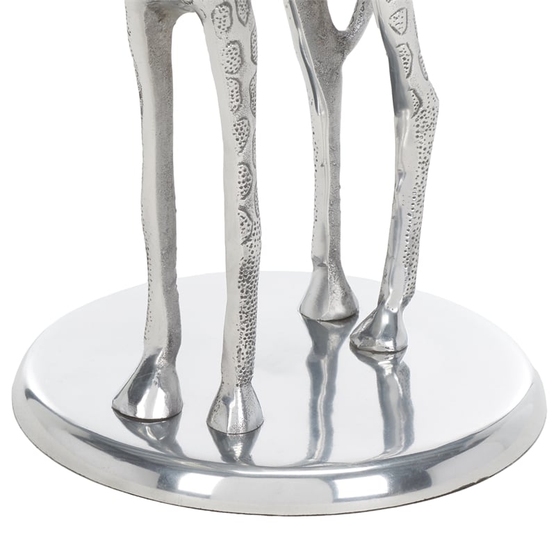 Safavieh Gillard Aluminum and Glass Giraffe Base Accent Table in Silver / Glass