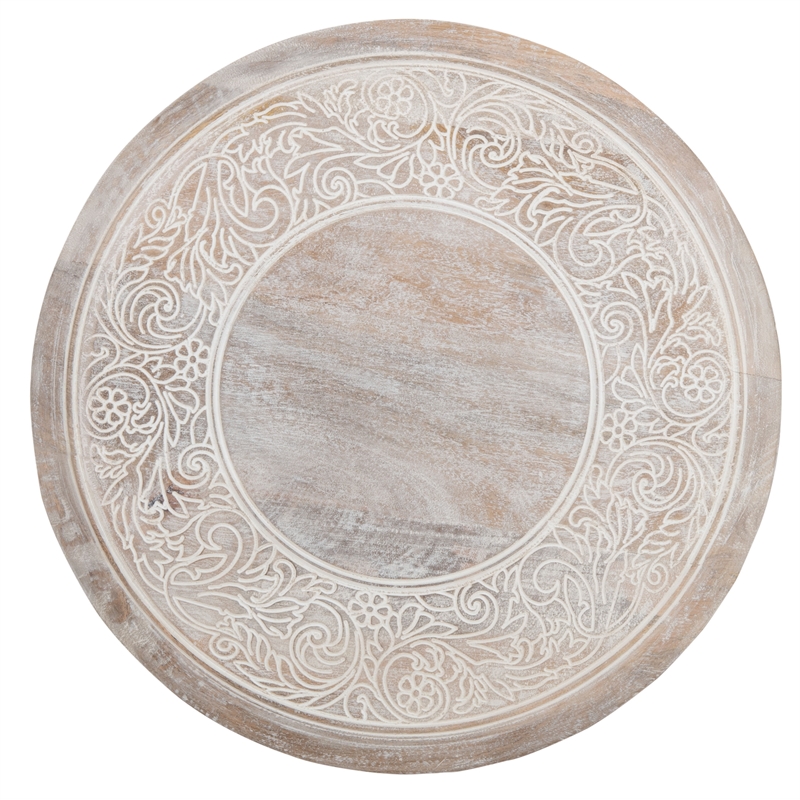 Safavieh Rehnuma Wood Carved Side Table in White
