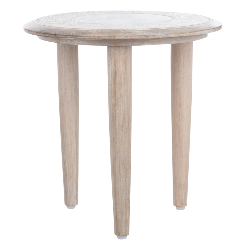 Safavieh Rehnuma Wood Carved Side Table in White