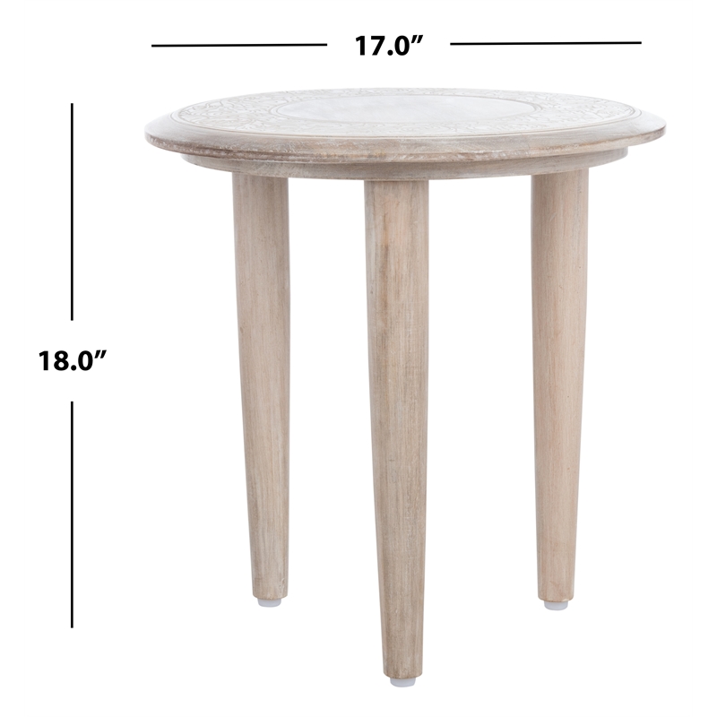 Safavieh Rehnuma Wood Carved Side Table in White