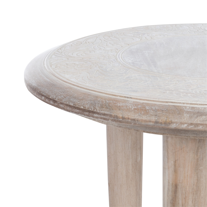 Safavieh Rehnuma Wood Carved Side Table in White