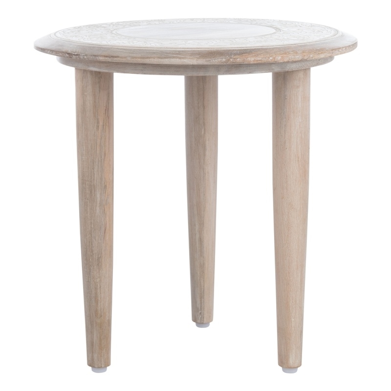 Safavieh Rehnuma Wood Carved Side Table in White