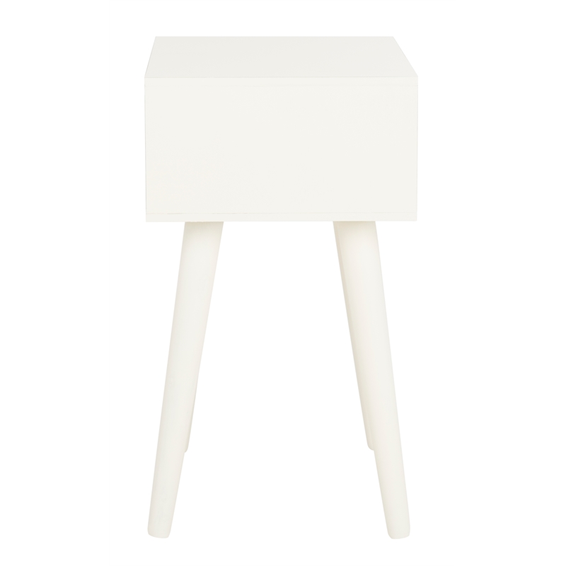 Safavieh Lyle Pine Wood One Drawer Side Table in White