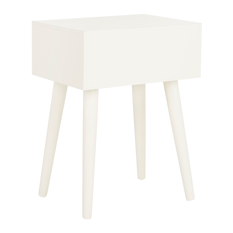 Safavieh Lyle Pine Wood One Drawer Side Table in White