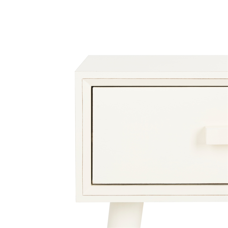 Safavieh Lyle Pine Wood One Drawer Side Table in White
