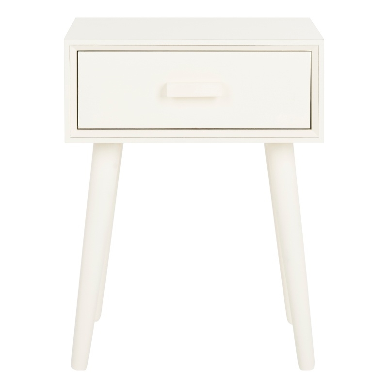 Safavieh Lyle Pine Wood One Drawer Side Table in White