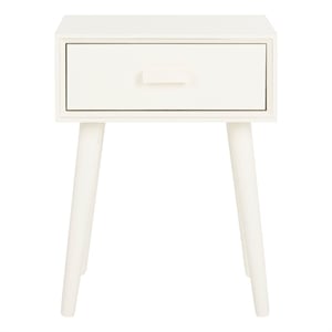 Safavieh Lyle Pine Wood One Drawer Side Table in White