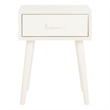 Safavieh Lyle Pine Wood One Drawer Side Table in White