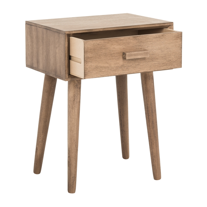 Safavieh Lyle Pine Wood One Drawer Side Table in Light Brown