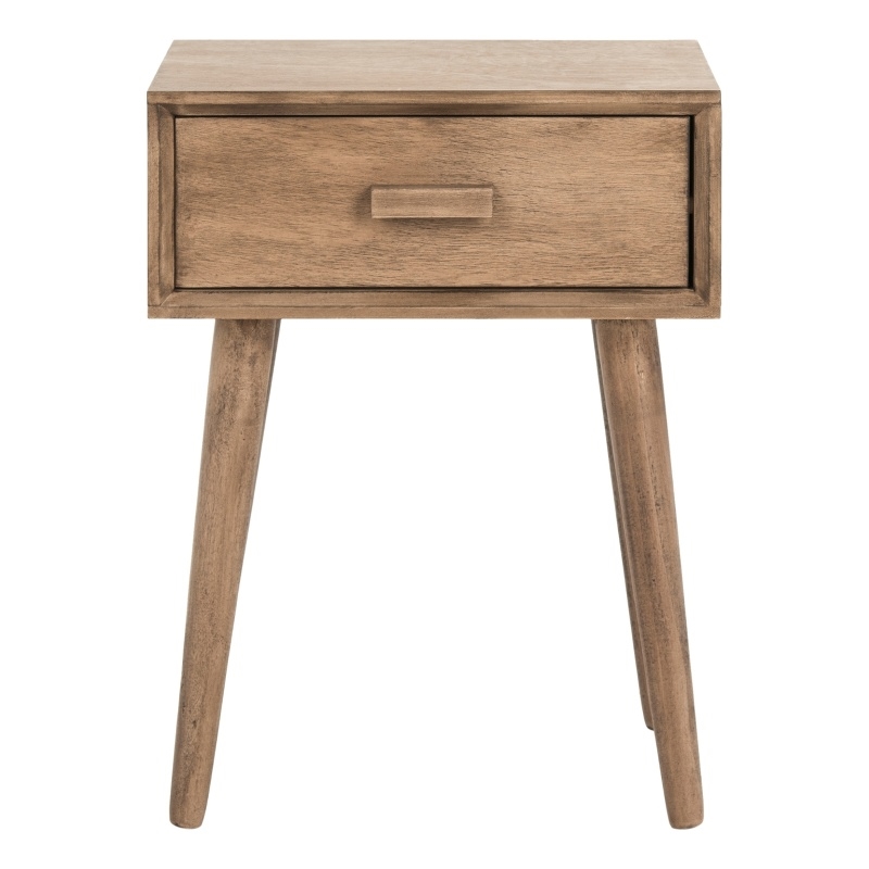 Safavieh Lyle Pine Wood One Drawer Side Table in Light Brown