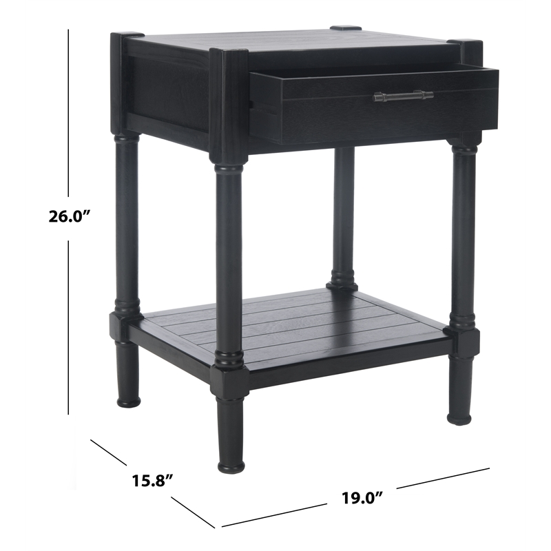 Safavieh Filbert Pine Wood Accent Table in Black
