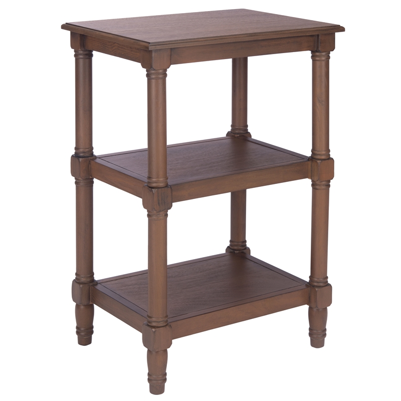 Safavieh Cassie Pine Wood 3 Shelf Accent Table in Brown