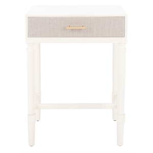 Safavieh Estella Pine Wood 1 Drawer Accent Table in White