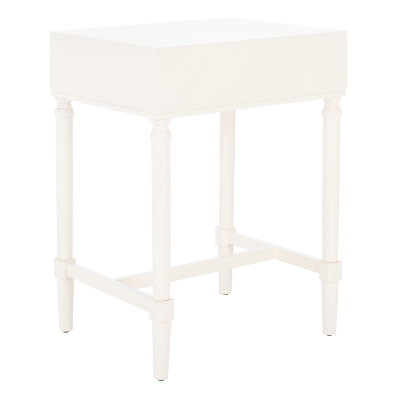 Safavieh Estella Pine Wood 1 Drawer Accent Table in White