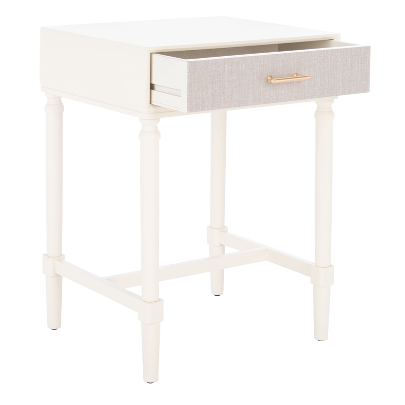 Safavieh Estella Pine Wood 1 Drawer Accent Table in White