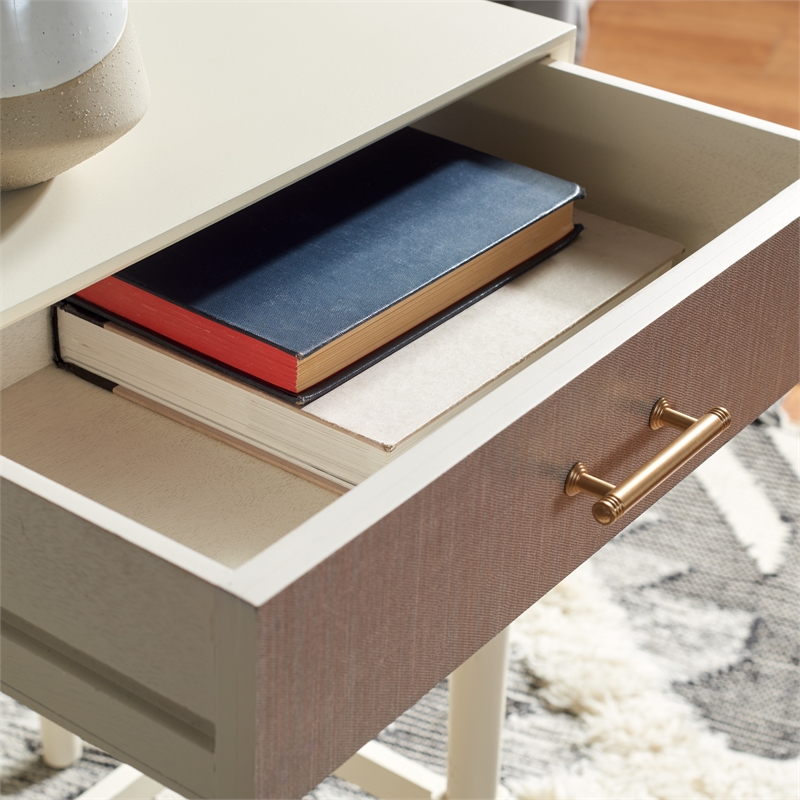 Safavieh Estella Pine Wood 1 Drawer Accent Table in White