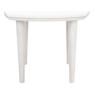 Safavieh Lara Marble and Wood Side Table in White