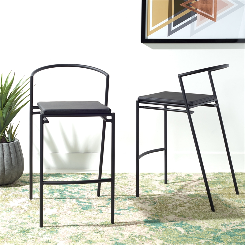 Safavieh Knightley Wood and Metal Counter Stool  in Black