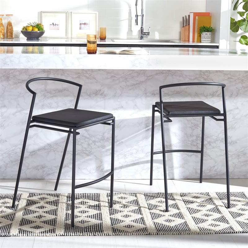 Safavieh Knightley Wood and Metal Counter Stool  in Black