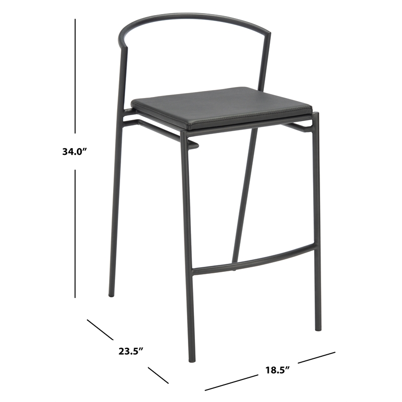 Safavieh Knightley Wood and Metal Counter Stool  in Black