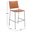 Safavieh Bahari Leather and Metal Woven Counter Stool  in Amber / Silver