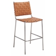 Safavieh Bahari Leather and Metal Woven Counter Stool  in Amber / Silver