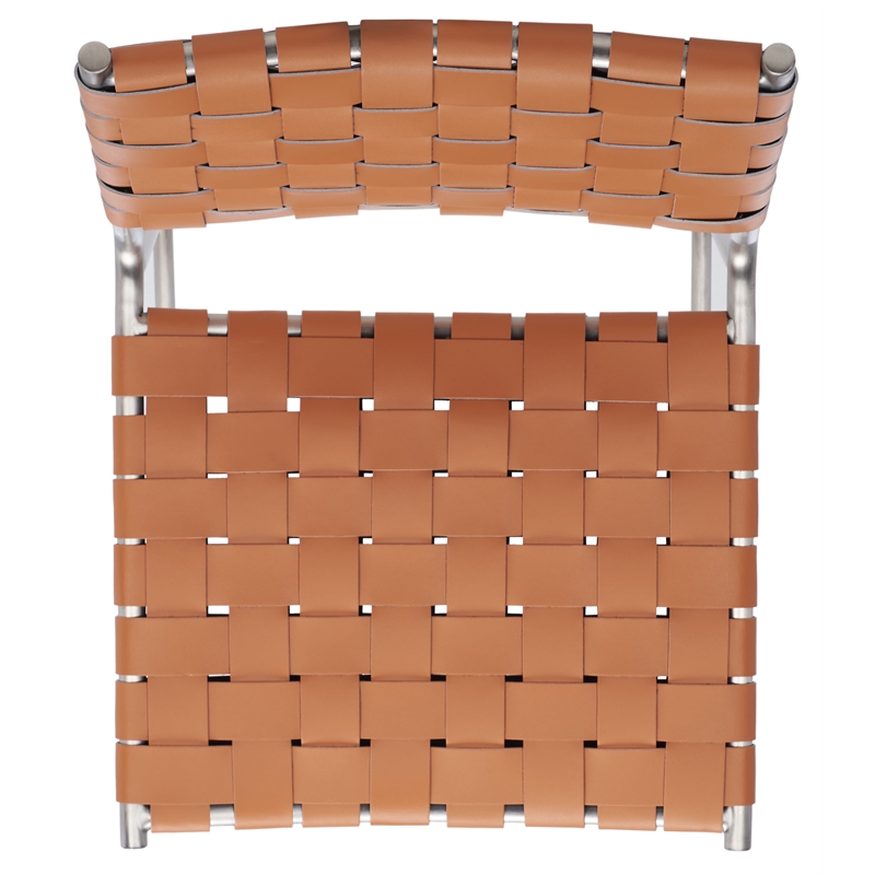 Safavieh Bahari Leather and Metal Woven Counter Stool  in Amber / Silver