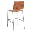 Safavieh Bahari Leather and Metal Woven Counter Stool  in Amber / Silver
