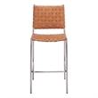 Safavieh Bahari Leather and Metal Woven Counter Stool  in Amber / Silver
