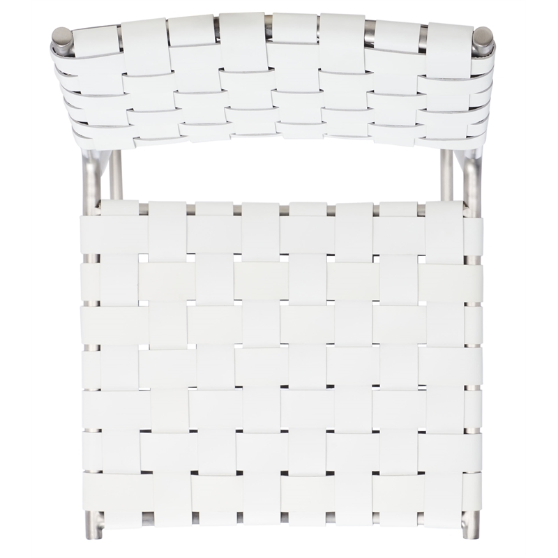 Safavieh Bahari Leather and Metal Woven Counter Stool in White / Silver
