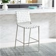 Safavieh Bahari Leather and Metal Woven Counter Stool in White / Silver