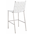 Safavieh Bahari Leather and Metal Woven Counter Stool in White / Silver