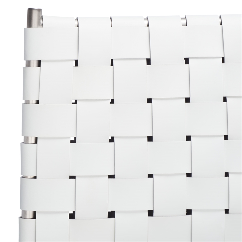 Safavieh Bahari Leather and Metal Woven Counter Stool in White / Silver
