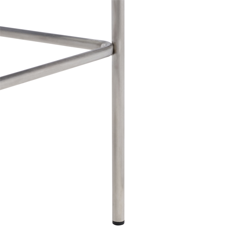 Safavieh Bahari Leather and Metal Woven Counter Stool in White / Silver
