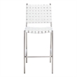 Safavieh Bahari Leather and Metal Woven Counter Stool in White / Silver