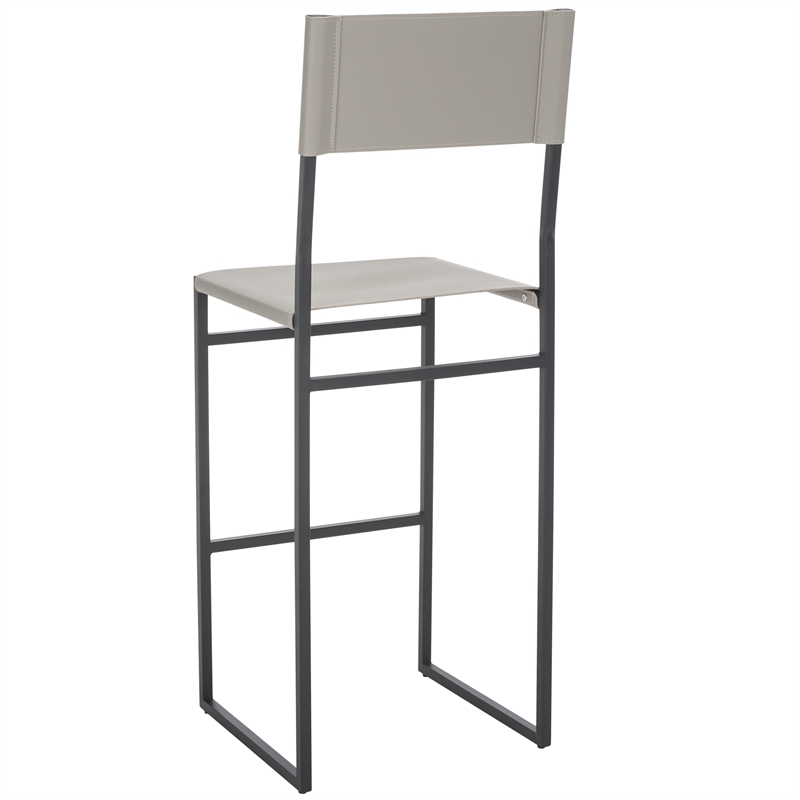 Safavieh Layne Iron and Leather Barstool in Light Gray /Black