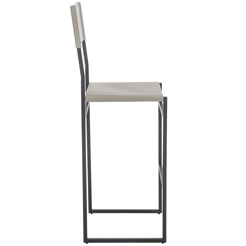 Safavieh Layne Iron and Leather Barstool in Light Gray /Black