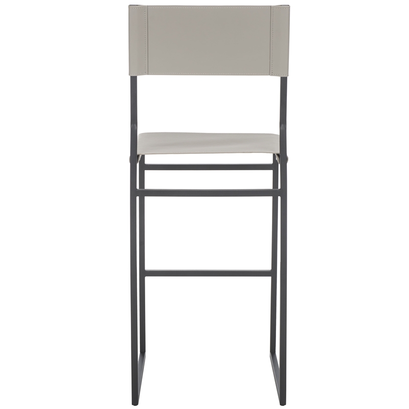 Safavieh Layne Iron and Leather Barstool in Light Gray /Black
